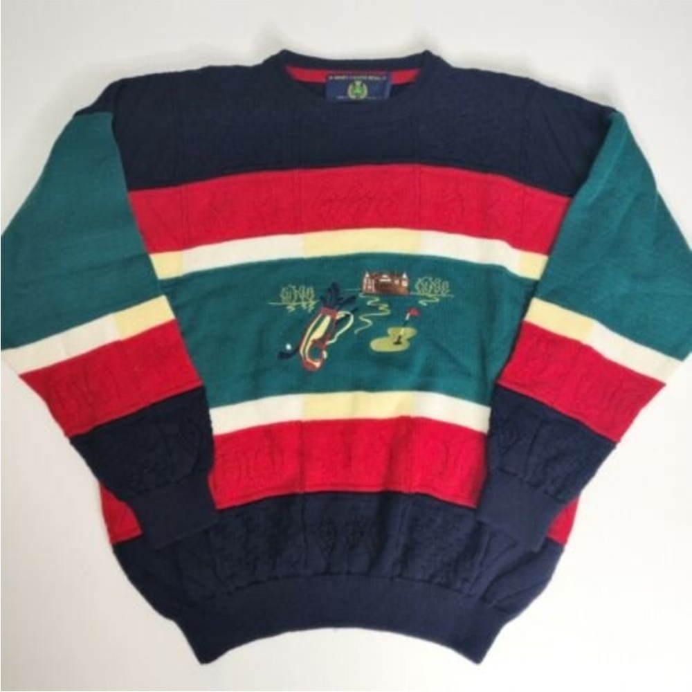 Blarney Castle Designs Ireland Men's Size Large Golf Wool Blend Crewneck Sweater